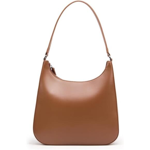 Trendy Faux Leather Shoulder Purse Brown - Picture 1 of 7